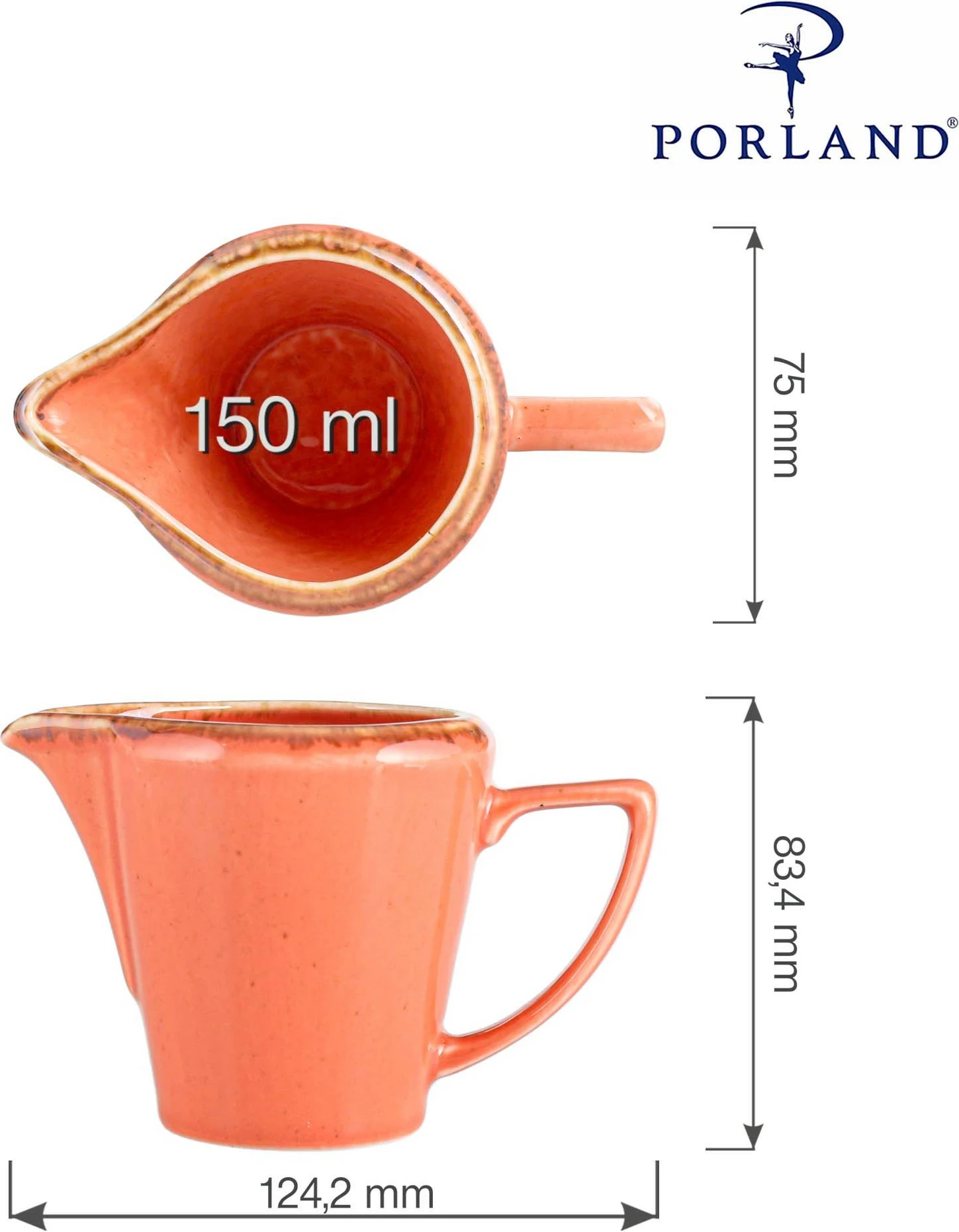 Kanarçe për qumësht Porland Seasons Amber 150 ml, set 6 copë, portokalli