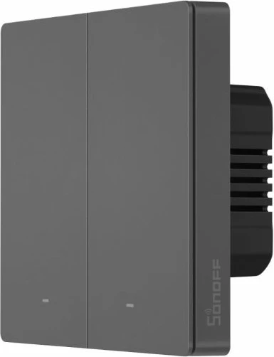 Switch i mençur muri Wi‑Fi SONOFF M5-2C-86, 2 kanale, standard EU 86, gri e errët