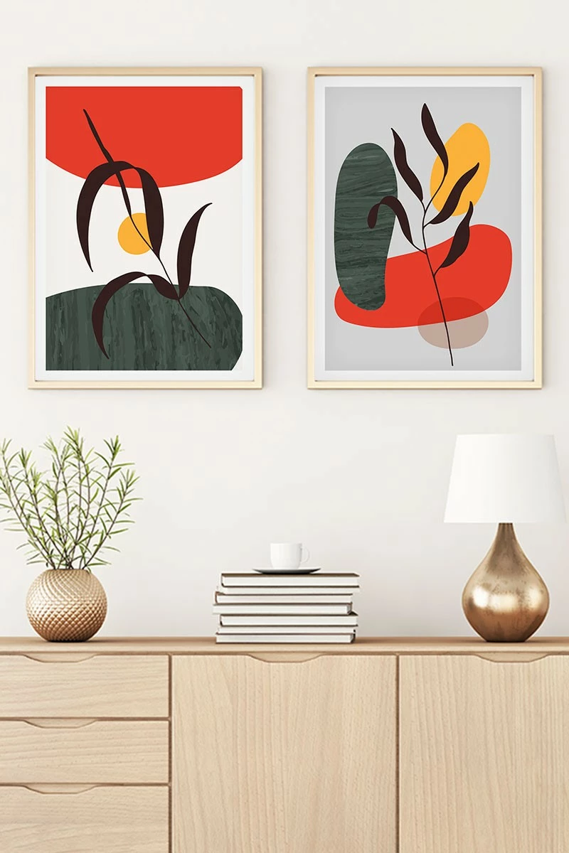 Pikturë dekorative me kornizë MDF (2 copë), Wallity, Huhu45, 70x50cm