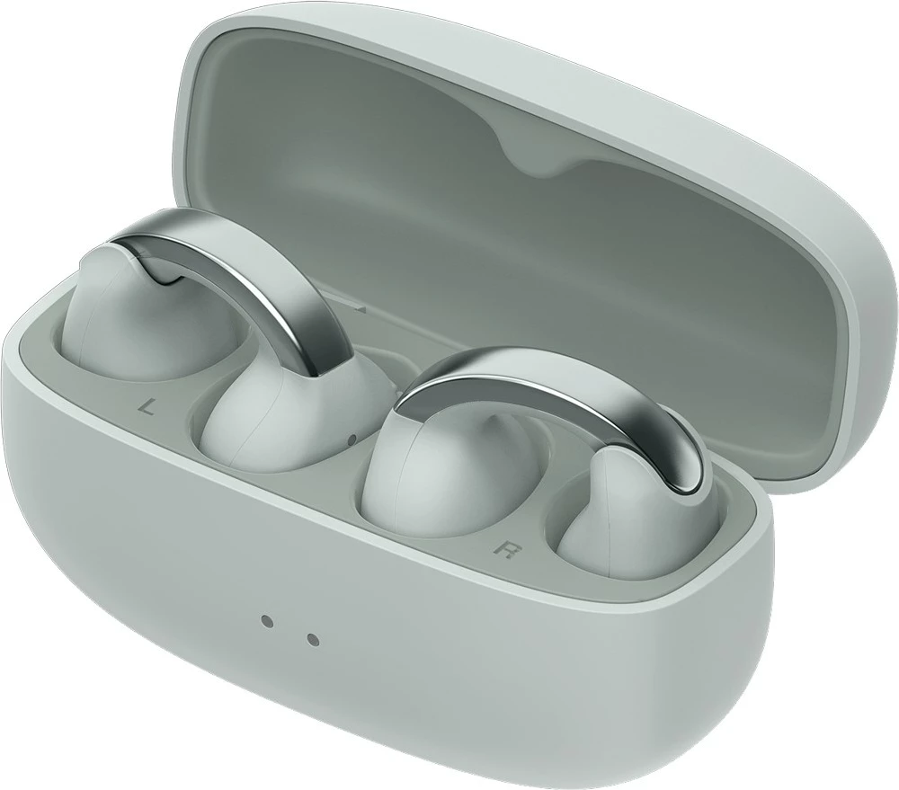 Kufje TWS JVC HA-NP1THU, open-back, earcuff, argjend