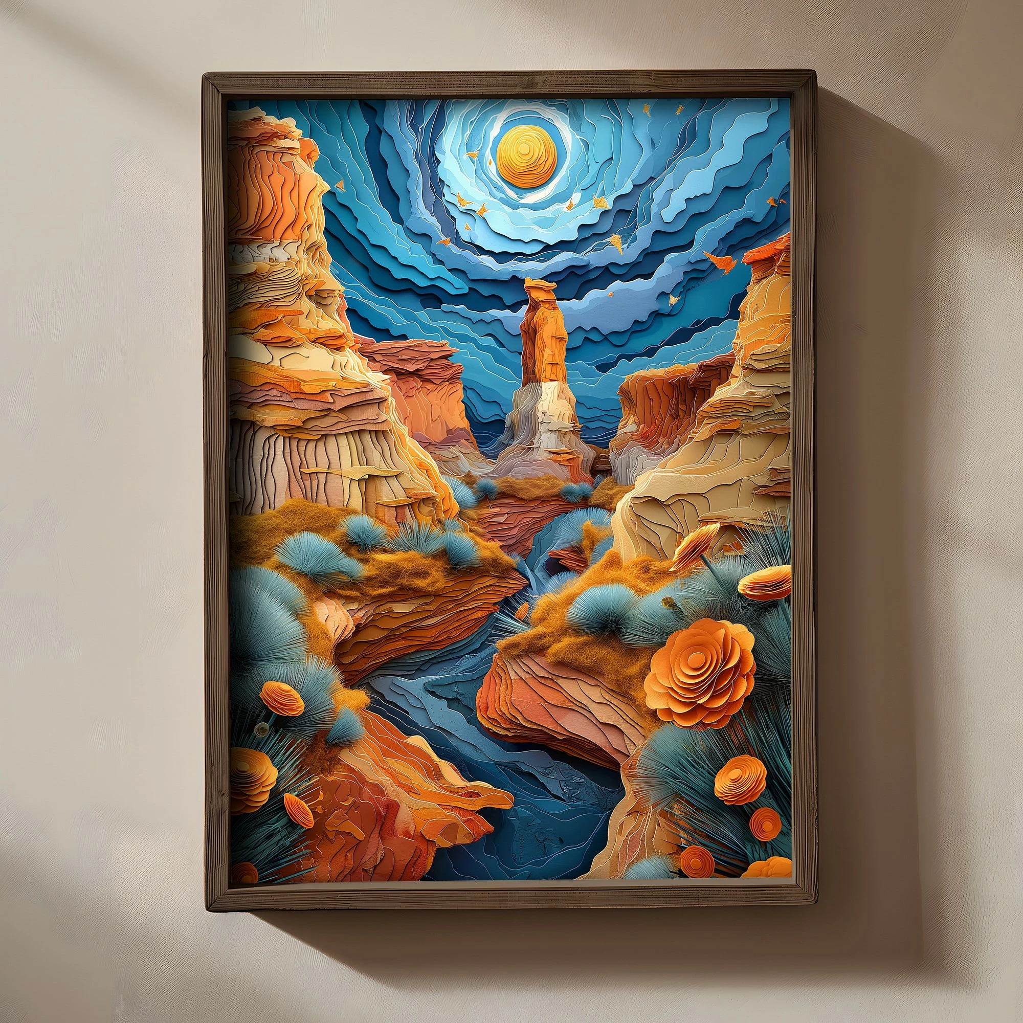 Pikturë dekorative me kornizë MDF, Wallity, TUN009-L, shumëngjyrëshe, 35x47x2 cm