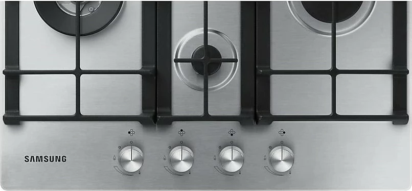 Pianurë gazi e inkastruar, Samsung NA64H3041BS/L1, 4 djegës, 10.3 kW, ndezje elektrike, grila gize, mbajtëse Wok, argjendtë Inox