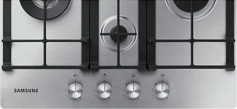 Pianurë gazi e inkastruar, Samsung NA64H3041BS/L1, 4 djegës, 10.3 kW, ndezje elektrike, grila gize, mbajtëse Wok, argjendtë Inox