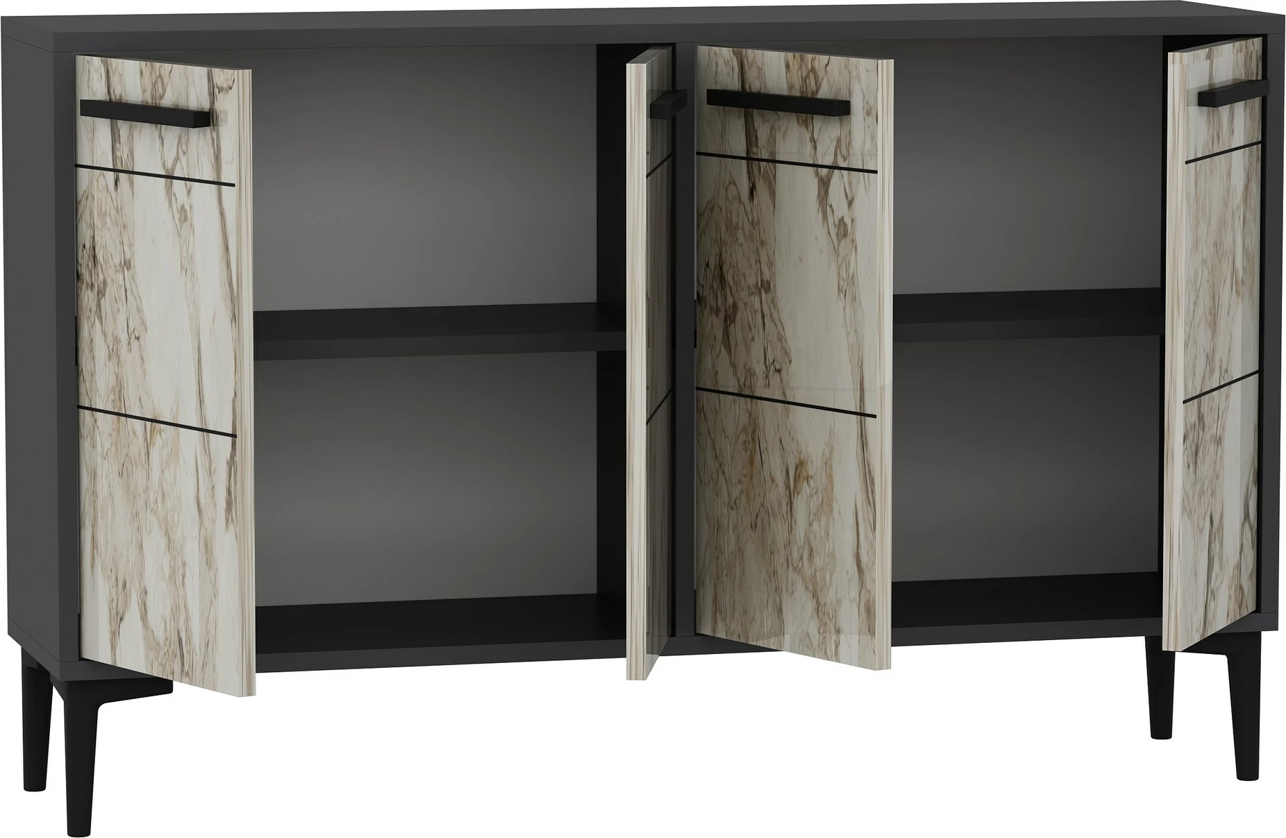 Konsol Skye Decor, stria, anthracite, mermer