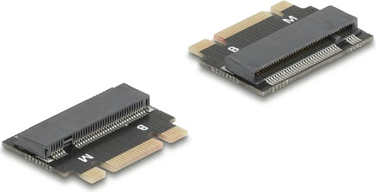 Adapter M.2 DeLOCK Key B+M (mashkull) në M.2 Key M slot (femër), zgjatues, i zi