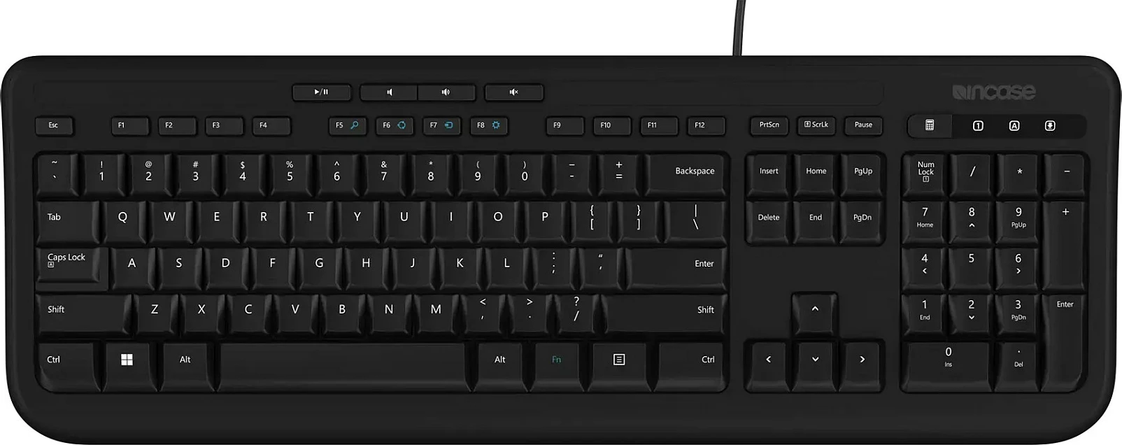 Tastierë me kabllo Incase 600, USB, Full-size, UK EN QWERTY, e zezë