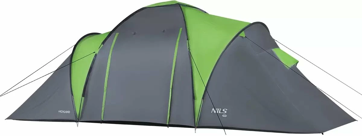 Çadër kampingu Nils Extreme NC6031 Highland për 6 persona, tunel, 570 x 210 x 200 cm, gri/jeshile
