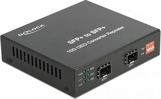 Media konvertues DeLOCK 10GBase-R SFP+ në SFP+, 2x SFP+, 10Gbps, i zi
