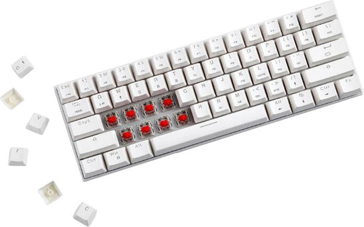 Tastierë mekanike wireless Motospeed SK62, 61 taste, RGB, blue switch, e bardhë