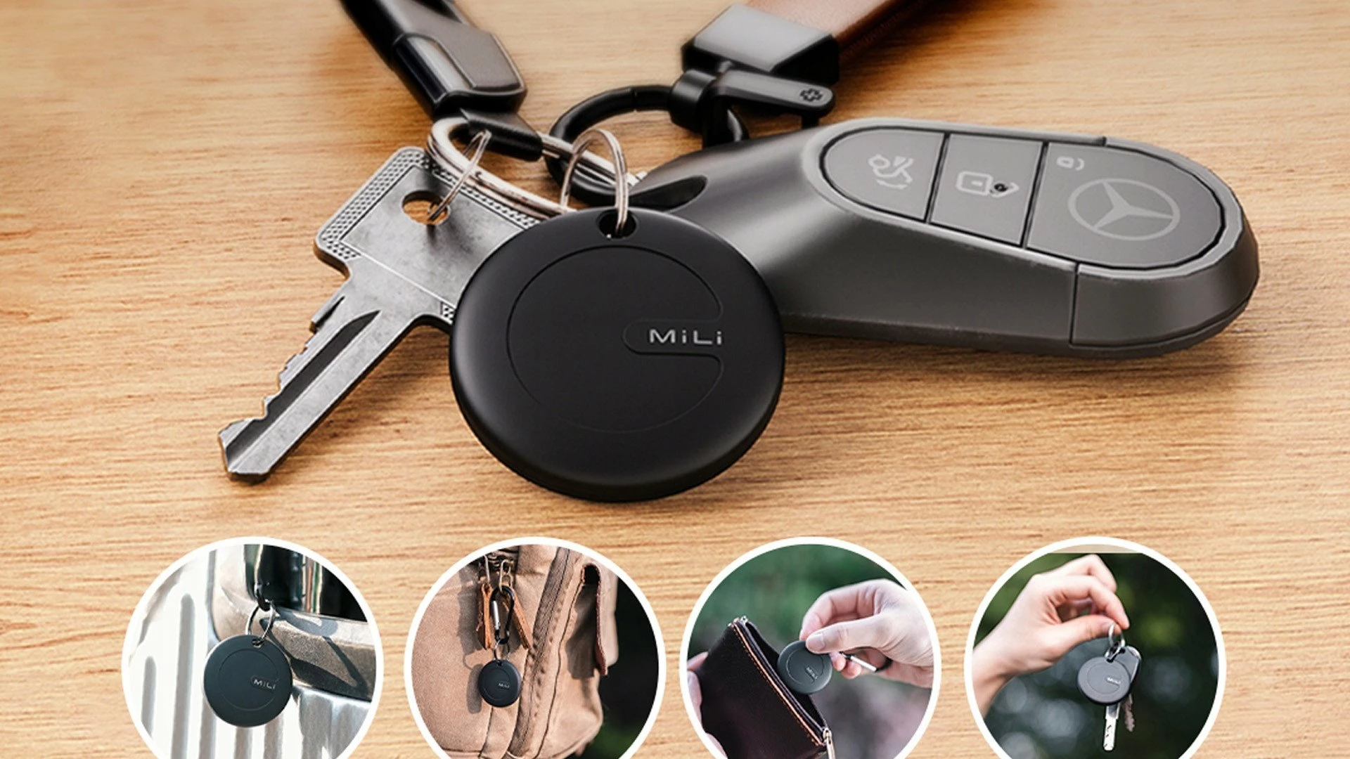 Gjurmues Bluetooth MiLi MiTag APL për iOS, BLE 5.2, IPX67, me këllëf, 3 copë, i zi
