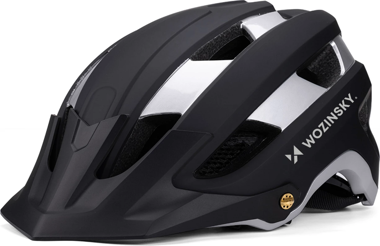 Kaskë biçiklete MTB, Wozinsky HT-001VCS, L (57-62 cm), PC+EPS, ventilim i lartë, e lehtë, e zezë/argjend
