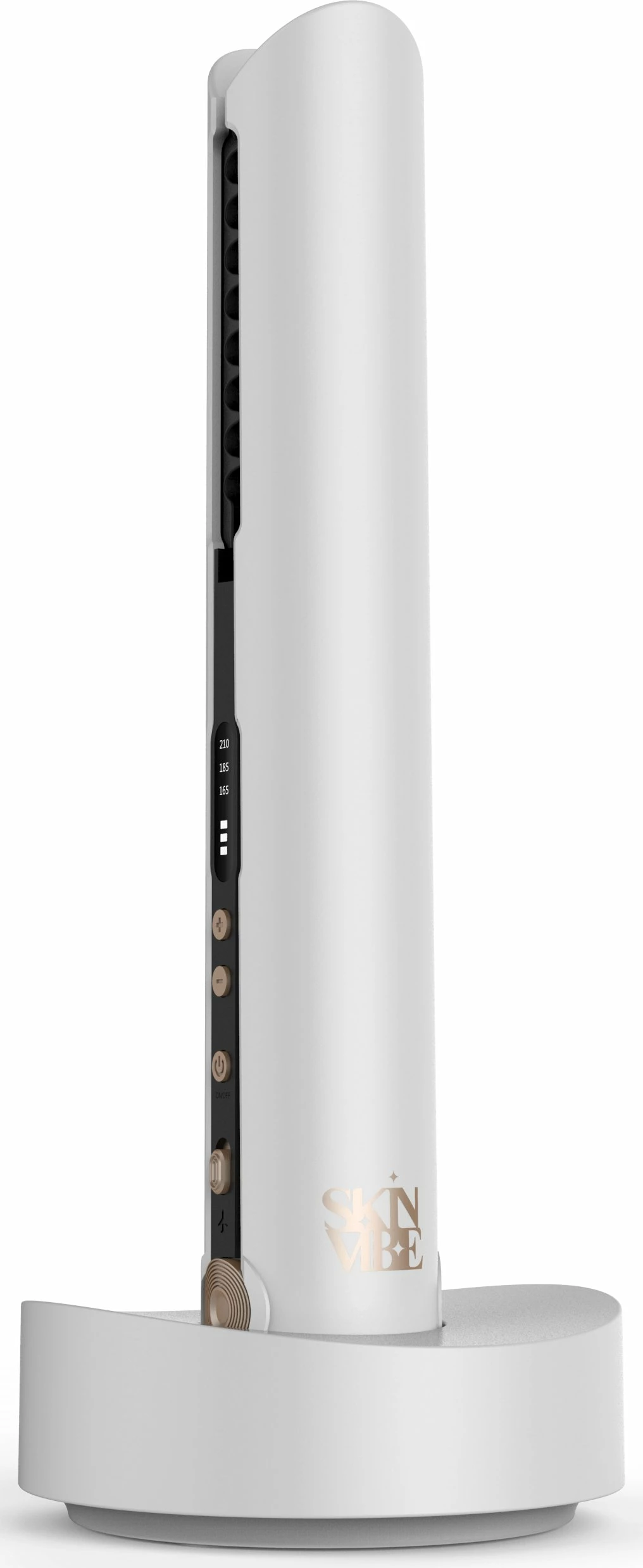 Drejtues flokësh SkinVibe Luna MiniWireless SV-003WH 22 W, pa kabllo, pllaka qeramike 20 mm, 3 temperatura 165-210°C, ekran LCD, fikje automatike, i bardhë