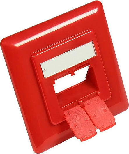 Kornizë mbuluese për prizë rrjeti GoodConnections 50x50mm / 80x80mm, 2x RJ-45, RAL3020 e kuqe