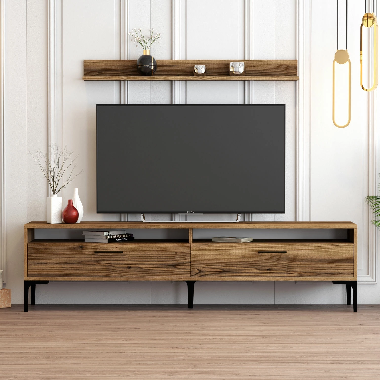 Komodë TV Hanah Home, Istanbul, ngjyrë arre