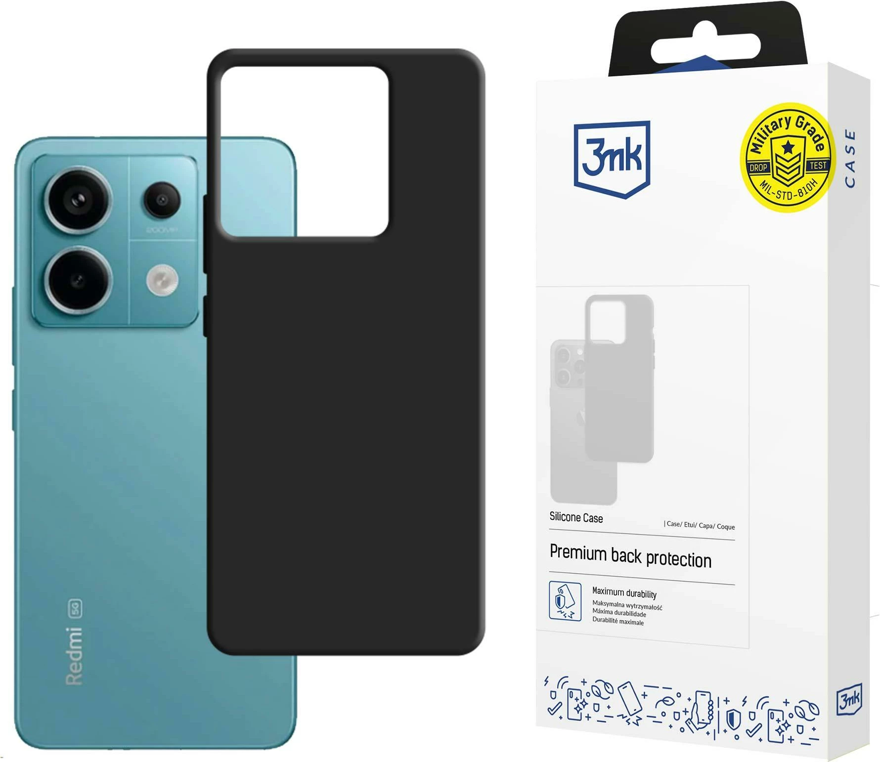 Mbështjellës silikoni 3mk për Xiaomi Redmi Note 13 Pro 5G, zi