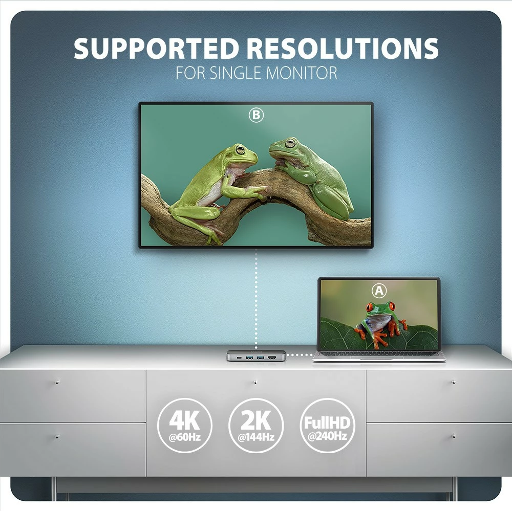 Hub USB-C 6-në-1 AXAGON HMC-6GLN, 5Gbps, 2xUSB-A, 1x USB-C, GLAN, HDMI 4K/60Hz, PD 100W, 20cm, zi/argjendtë