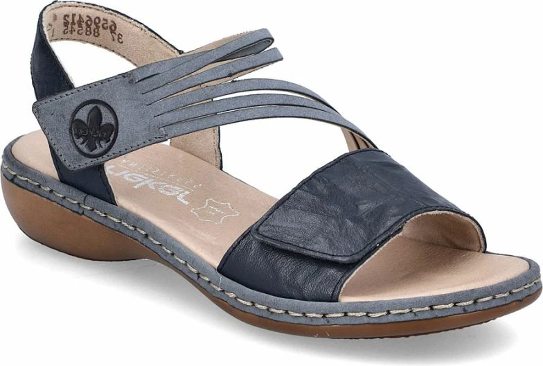 Sandale lëkure për femra Rieker 65964-12, të kaltërta