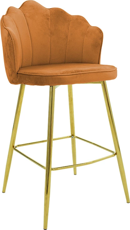 Karrige për bar Nataly, kadife, ngjyrë tullë-ari, set 2 copë