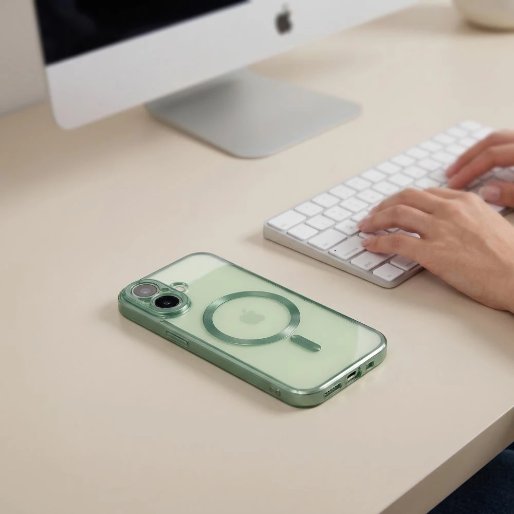 Mbështjellës Tech-Protect MagFlex MagSafe për iPhone 17, TPU, transparent, mbrojtje lente, Matte Green, 1 copë