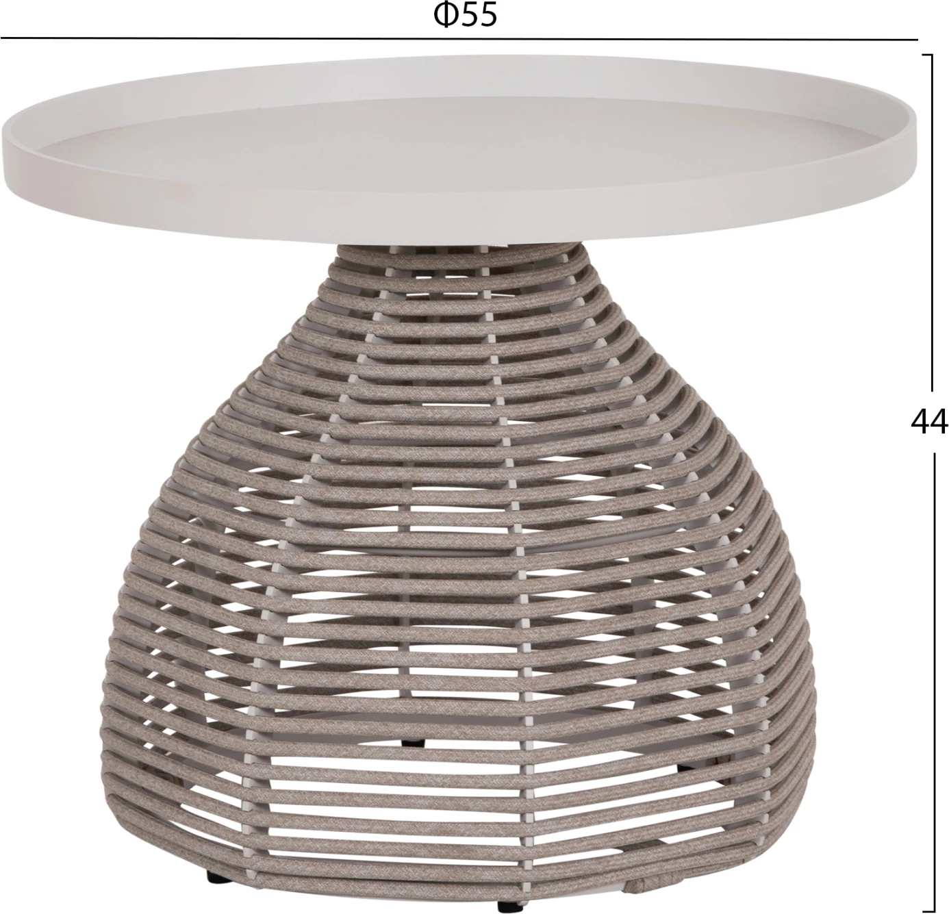 Set lounge për jashtë, 5 pjesë, DRISCOLL FH6473.02, alumin i bardhë fildish, litar dhe material Olefin bezhë