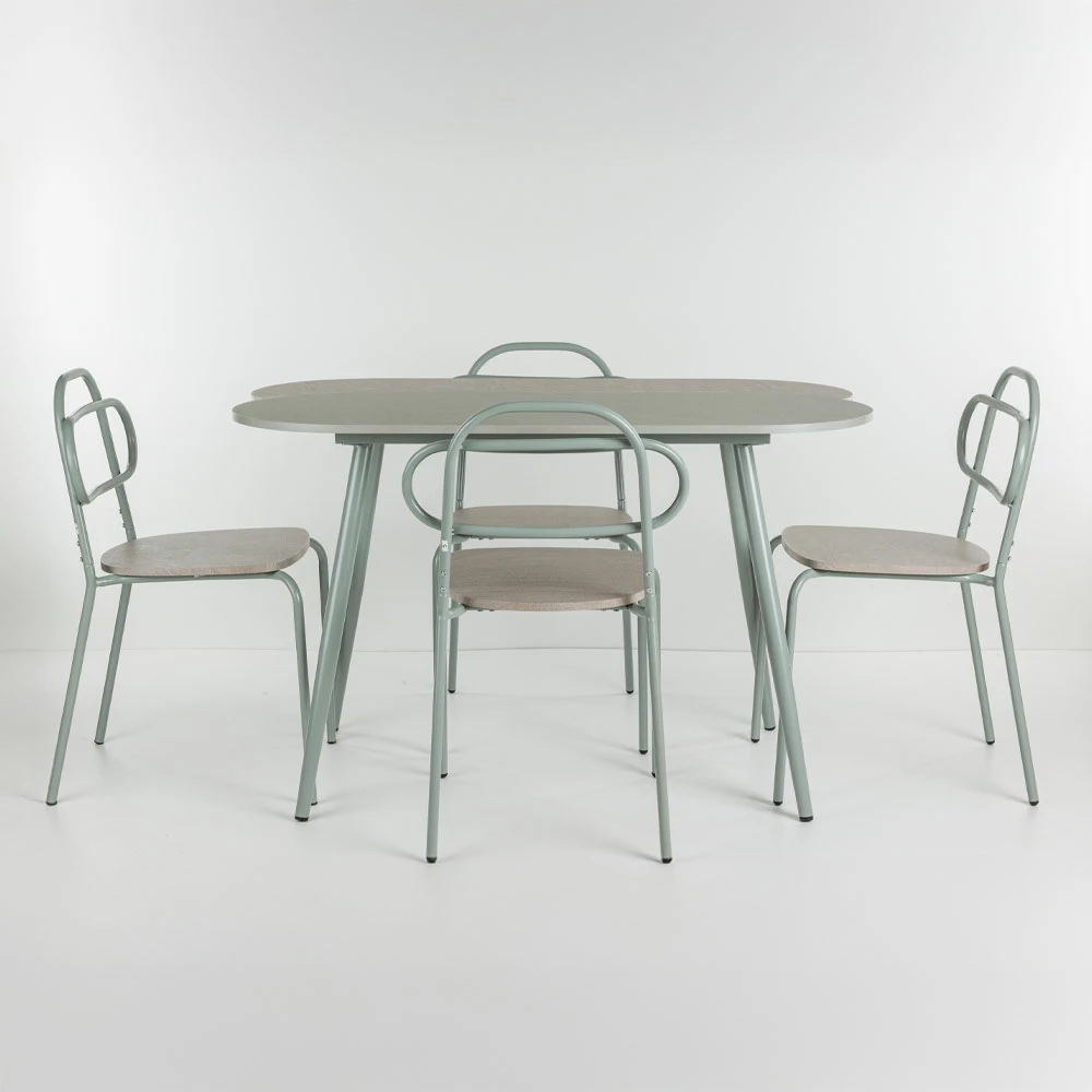 Tavolinë me karrige italiane, 4+1, ngjyrë gri-gur, 120x75x75