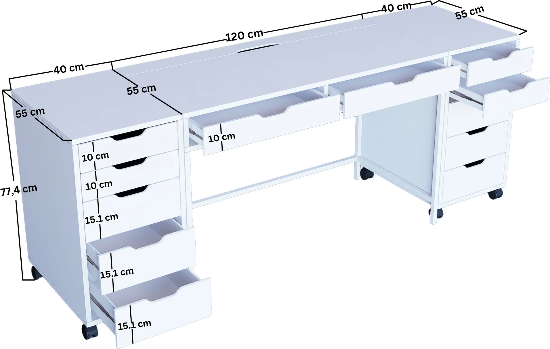 Tavolinë grimi Hanah Home, Duru 1600-55, ngjyrë e bardhë mat