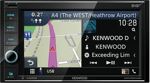 Radio multimedia për veturë Kenwood DNR4190DABS, 2-DIN, ekran me prekje 6.2", Bluetooth 5.0, USB, HDMI, MicroSD, e zezë