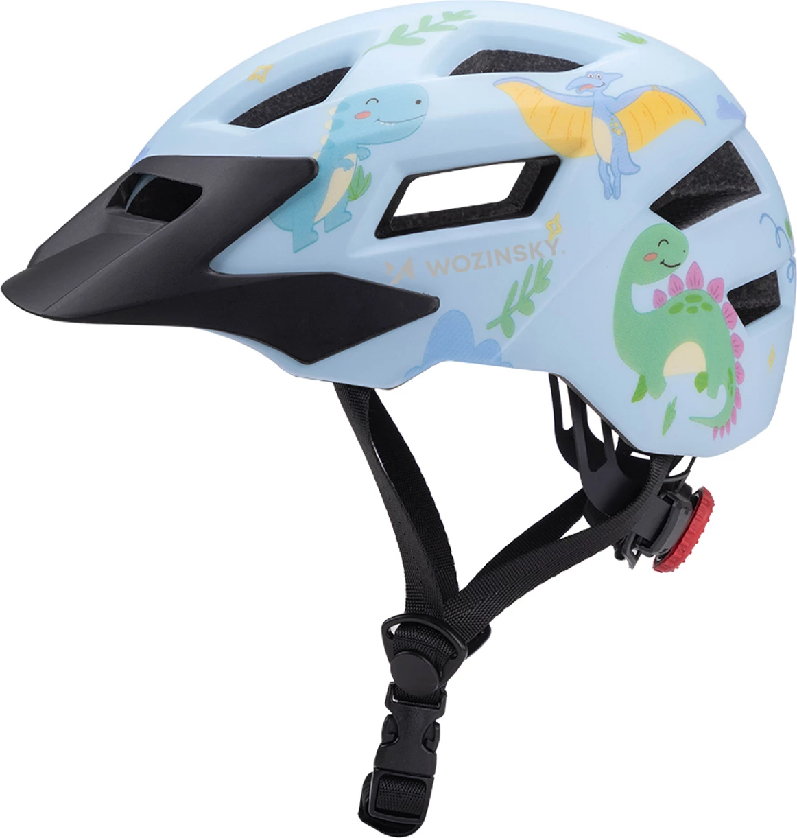 Helmetë biçiklete MTB për fëmijë, Wozinsky HT-45JS, rregullim 360°, me strehë të çmontueshme, madhësia S (52-56 cm), blu e çelët