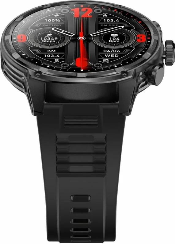Smartwatch për meshkuj Gravity GT41-1, e zezë, me rrip dhe byzylyk