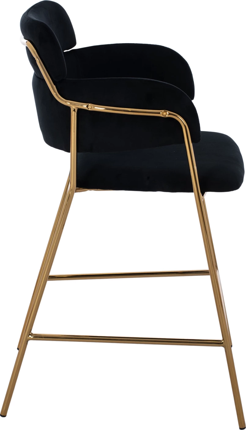 Karrige mesatare për bar, FH8735.04, kadife e zezë, kornizë e artë, 54x58x95 cm., set prej 2 copë