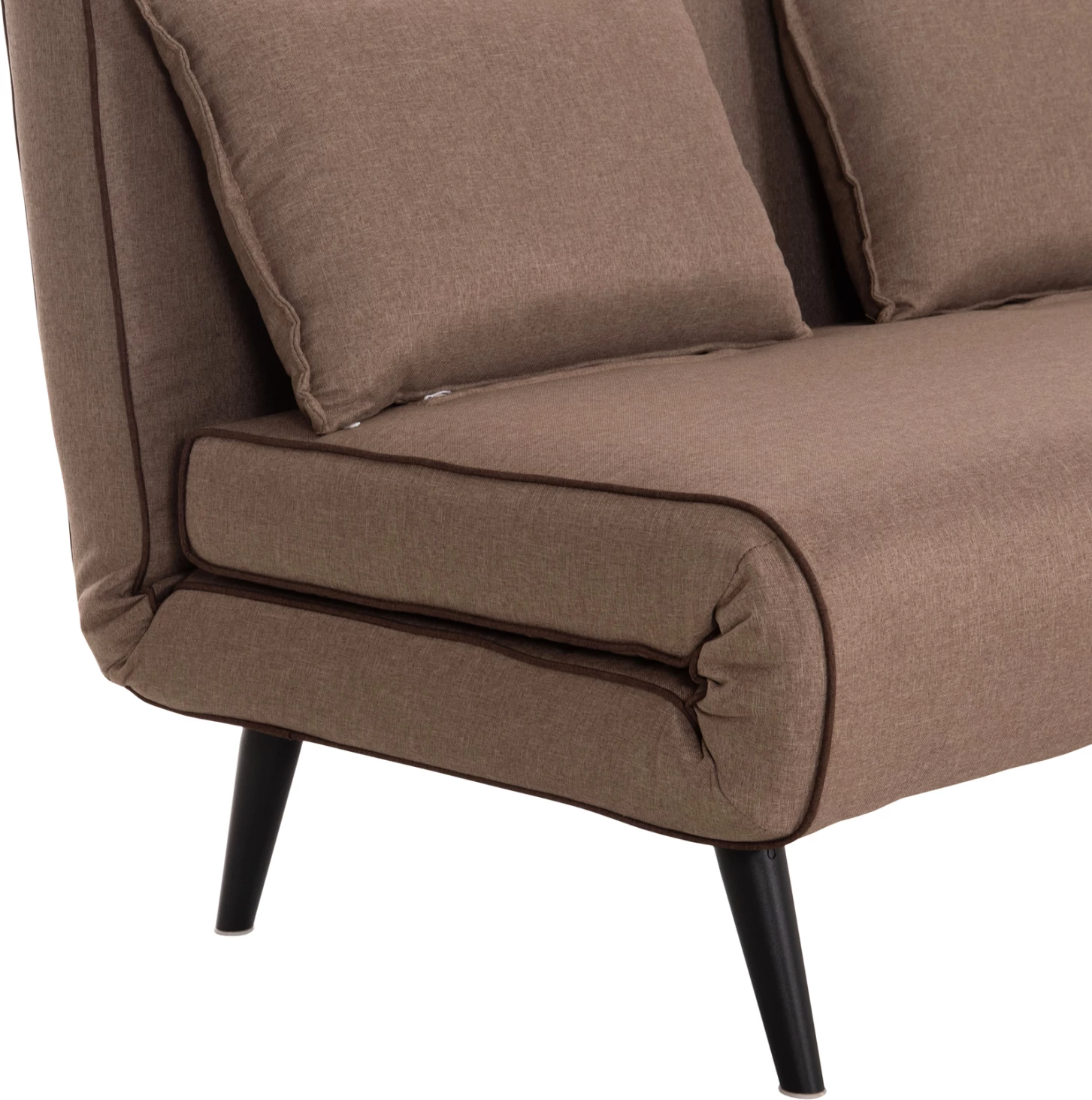 Sofabed për 2 persona ASMA, material stof, ngjyrë bezhë e errët, 143x78x84cm