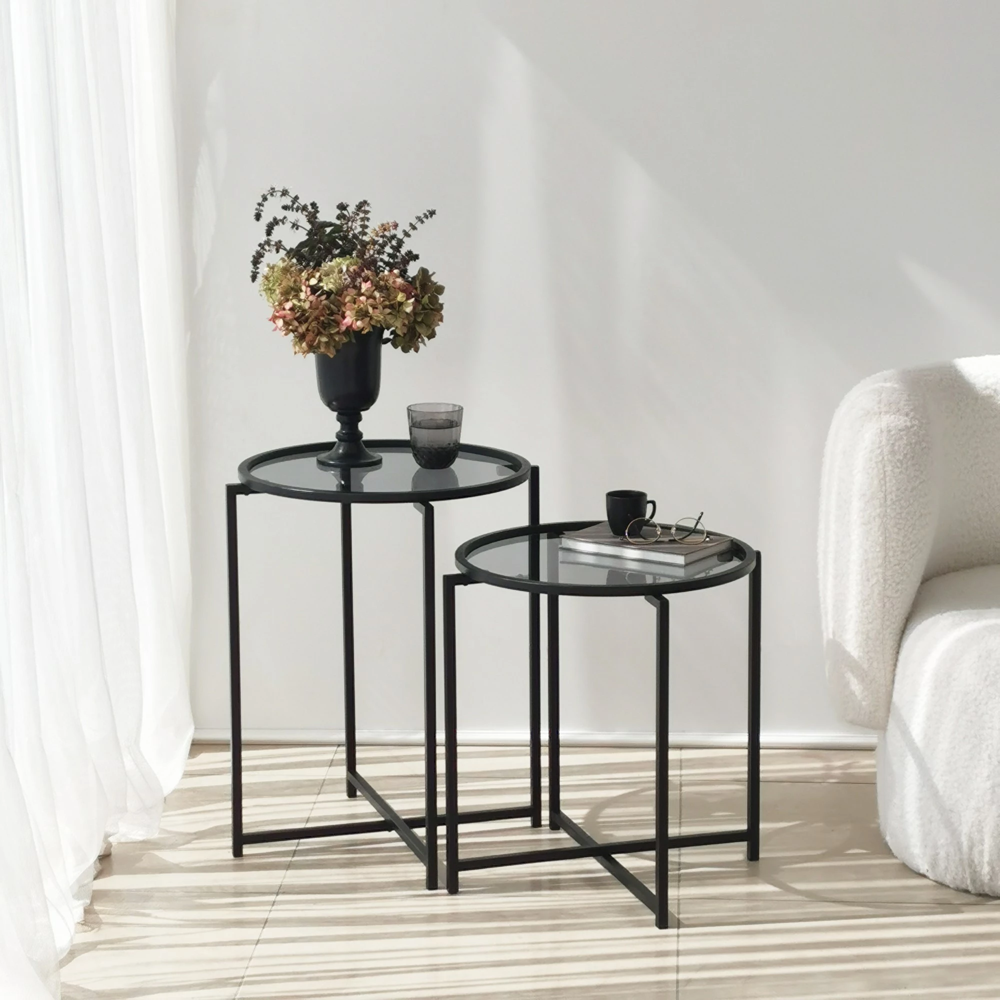 Set tavolinash anësore Skye Decor, S412F, ngjyrë e zezë