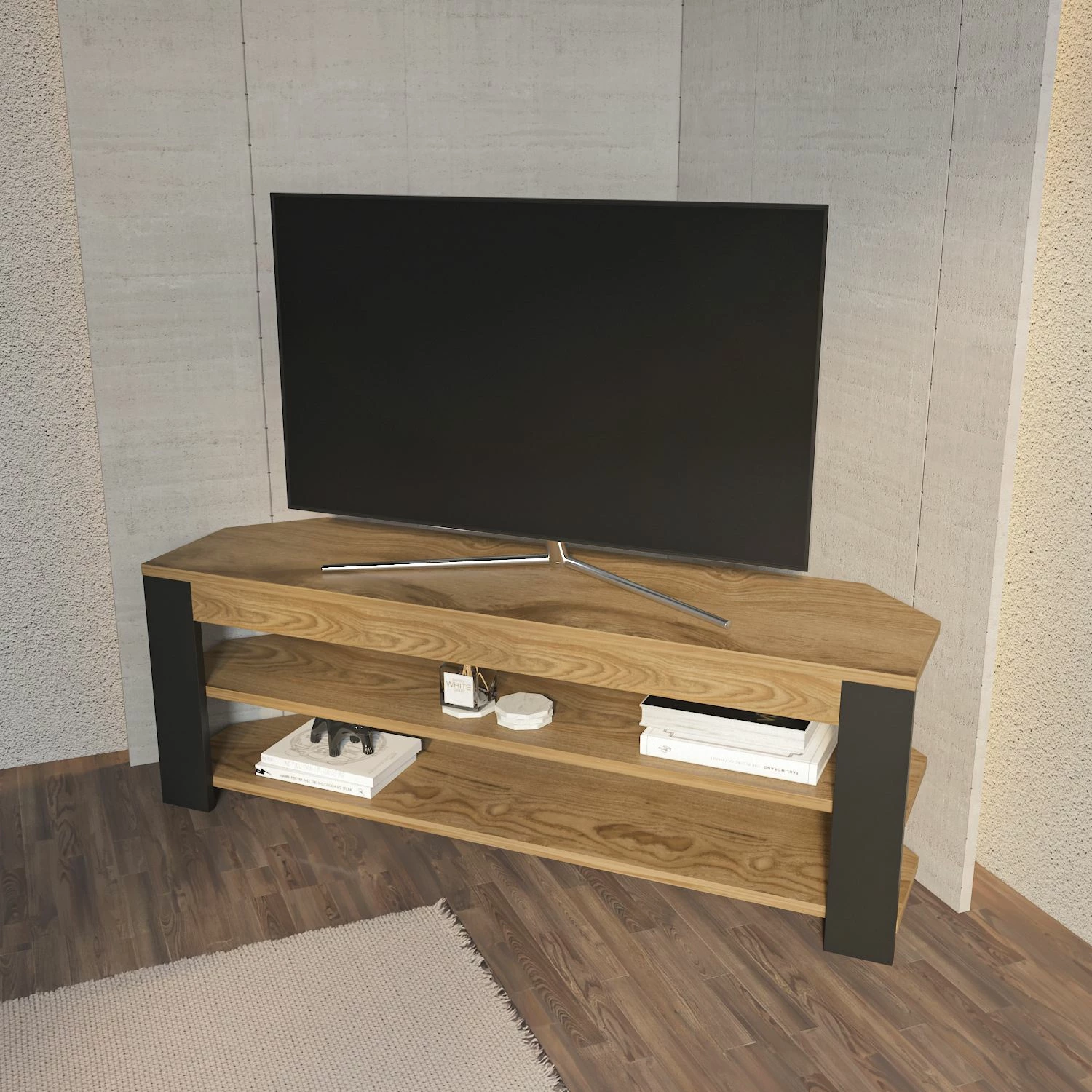 Komodë TV Skye Decor, ngjyrë lis i vjetër, antracit