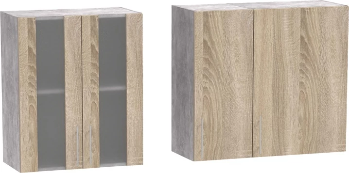 Njësi kuzhine Festa III melaminë, sonoma dhe sipërfaqe pune ngjyrë gri e lehtë, 140x60x85cm