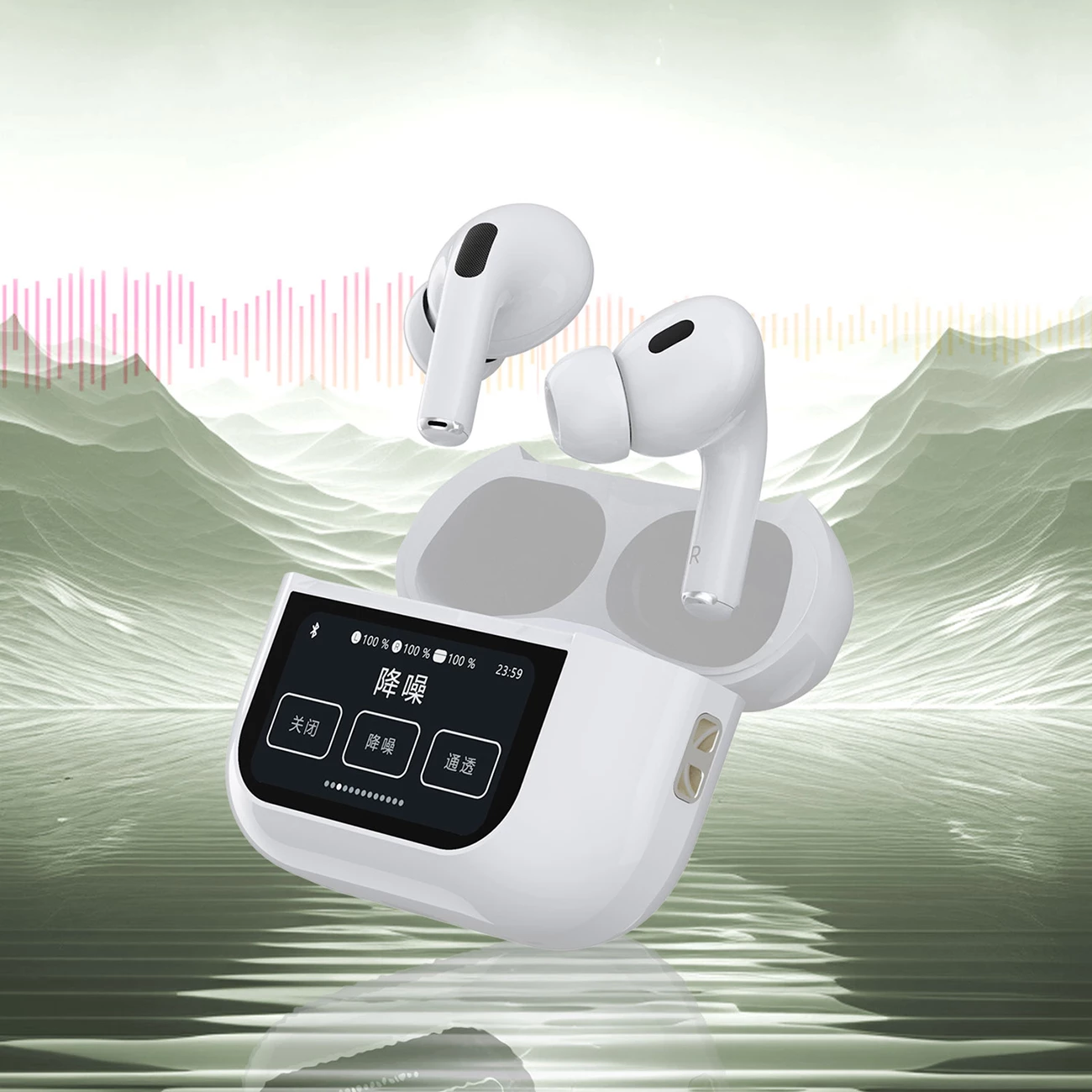 Kufje Dudao U19 TWS, Bluetooth 5.3, ANC, me ekran LED, të bardha