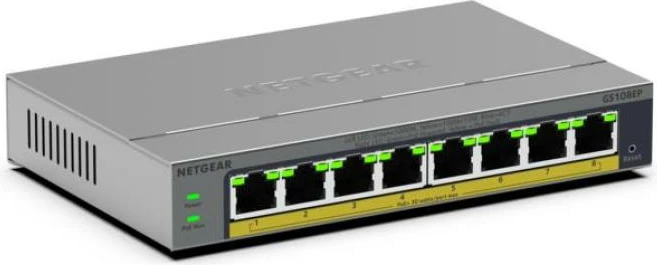 Switch, Netgear, GS108EP-100EUS, 8 porte, 100Mbps, gri