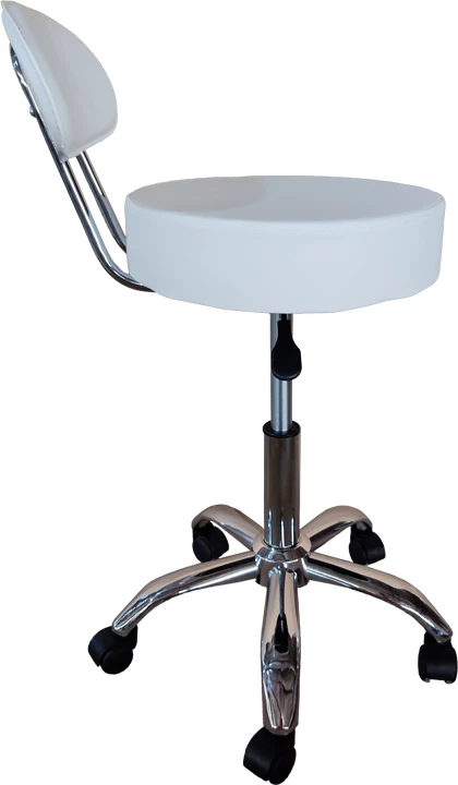 Stol pune për zyre me rrota, mbështetëse Tebere, lëkurë sintetike e bardhë, 35x35x65-77cm