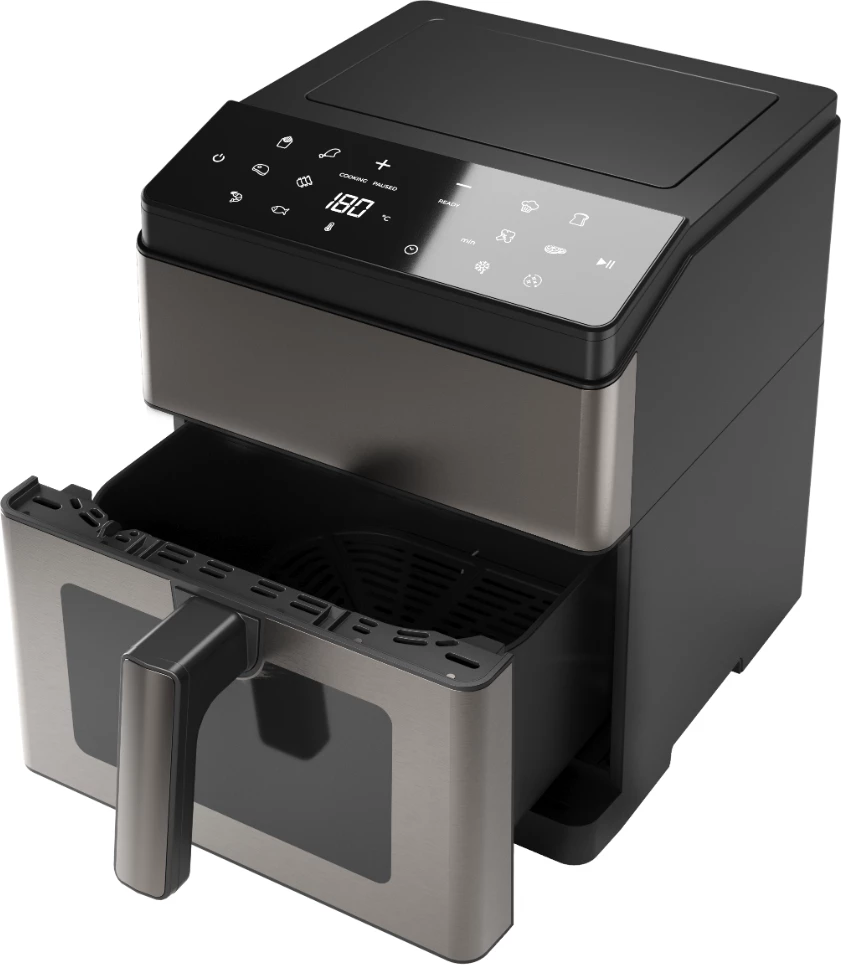 Fritezë me ajër të nxehtë AIWA KUMADAI AFR-8000, 8L, 1800W, 12 programe, inox/zezë