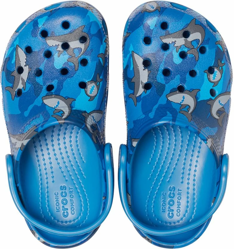 Sandale fëmijësh Crocs Classic Shark Clog Jr 206147, të kaltra