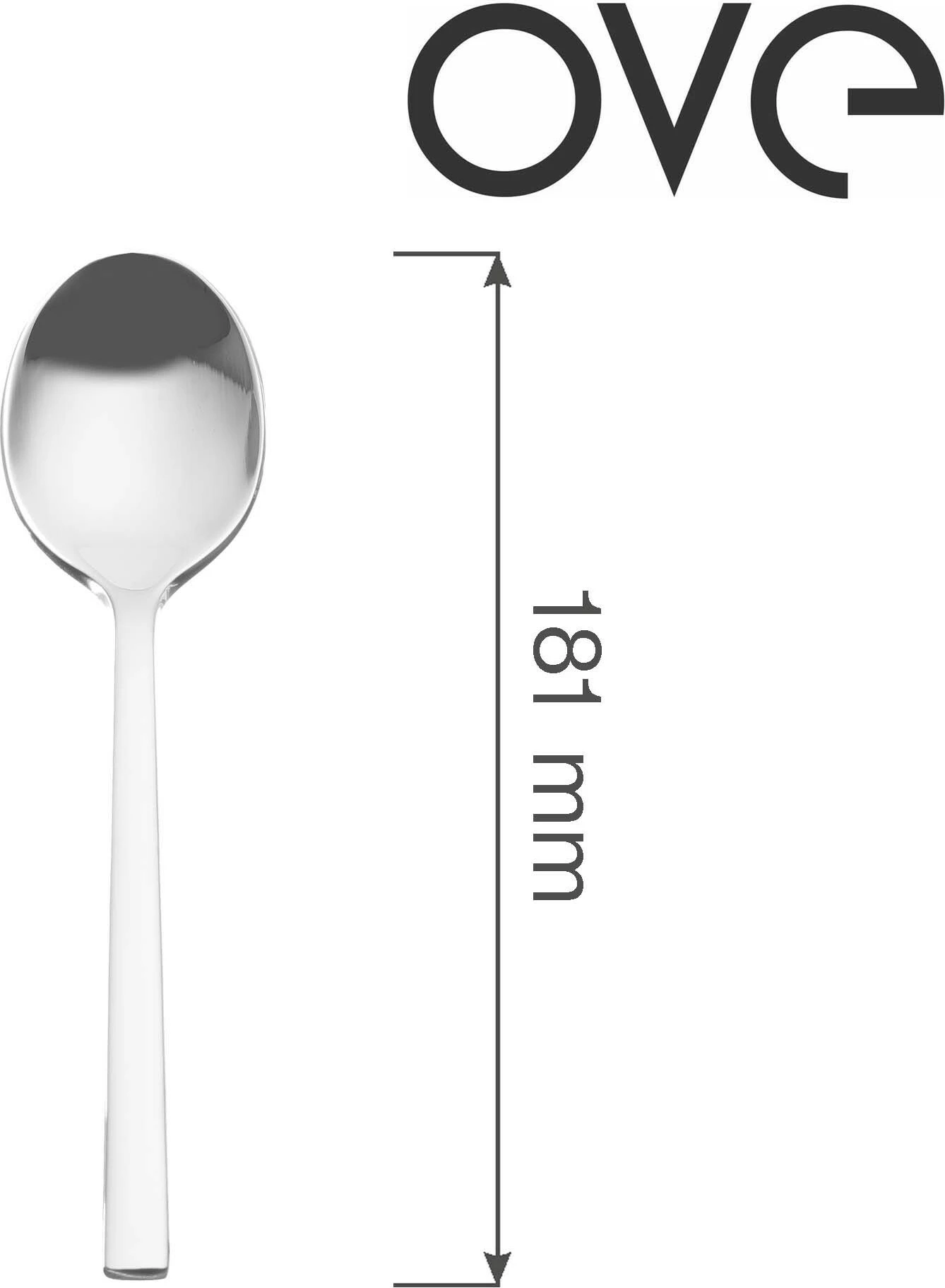 Lugë ëmbëlsire OVE Lugano 181 mm çelik inox 18/10, argjend, set 12 copë