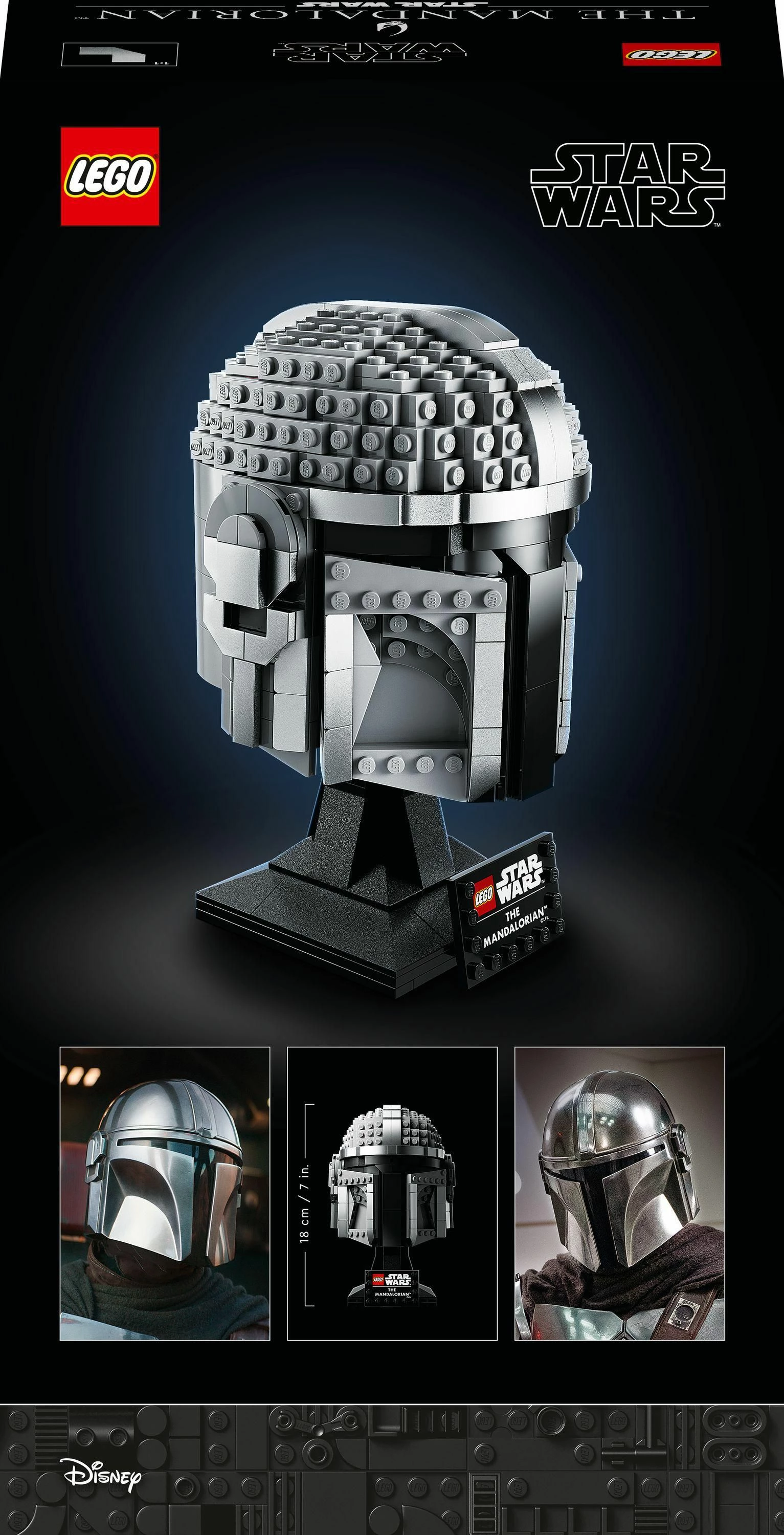 Set LEGO Star Wars Mandalorian Helmet 75328, 584 copë, 18 cm, 18+, gri