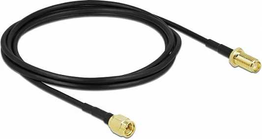 Kabllo antene DeLOCK LMR100 2 m, SMA mashkull në SMA femër, low loss, e zezë