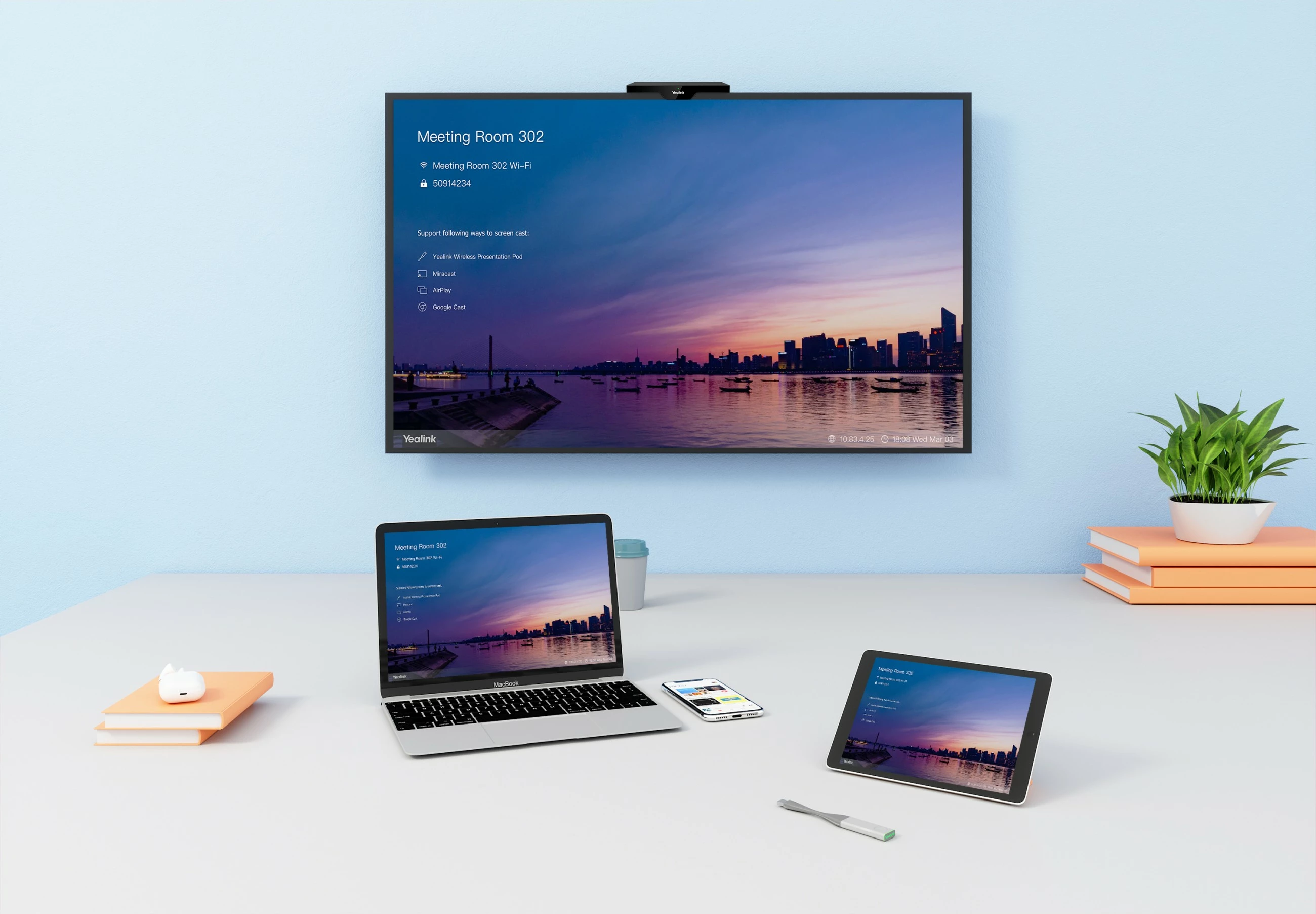 Sistem prezantimi pa tela Yealink RoomCast, Desktop, 4K, i zi