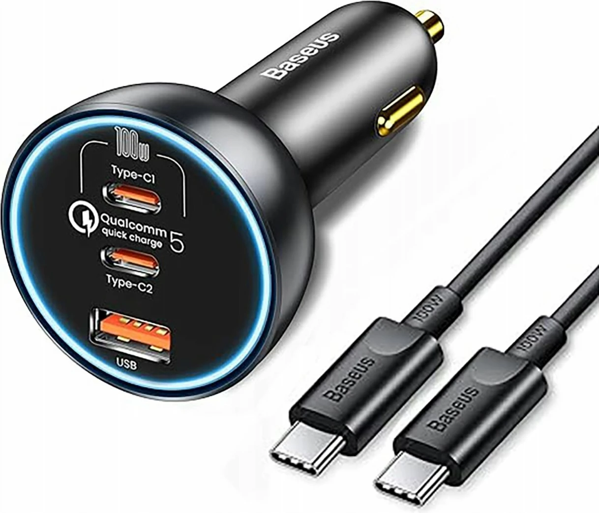 Karikues veture Baseus QC5.0 160W, 2x USB-C + USB-A, PD 3.0/PPS, 12-24V, gri