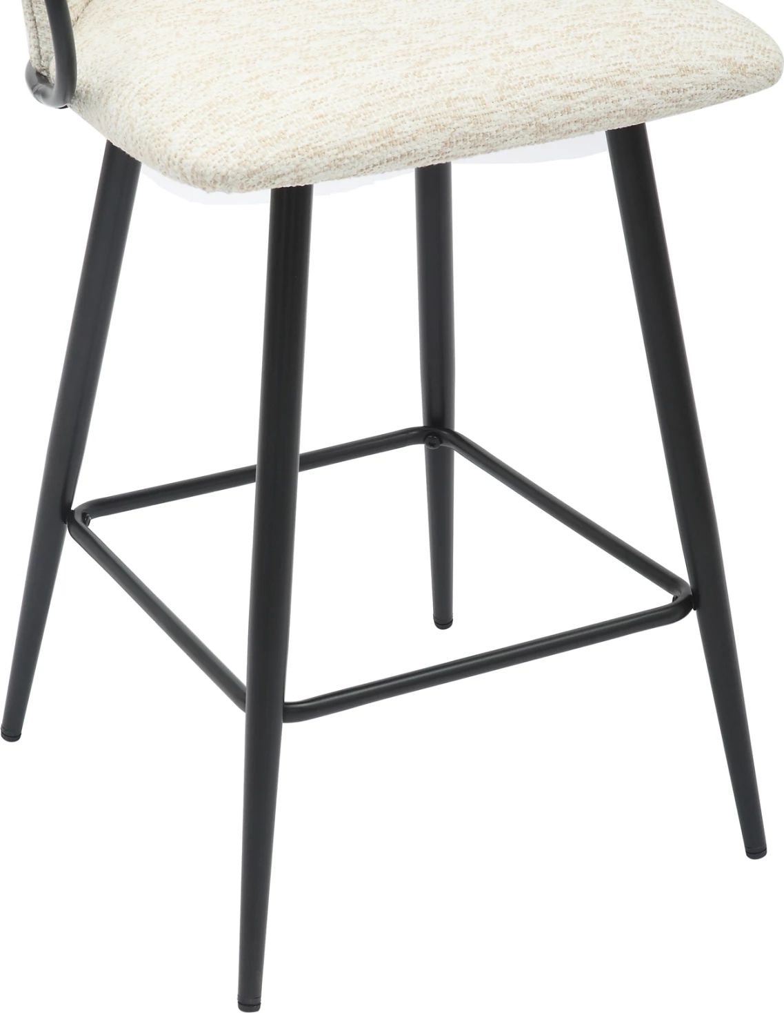 Karrige për bar, lartësi mesatare, NEBOR, FH9986.02, kornizë metalike e zezë, pëlhurë ecru, 53,5x51x90H cm, set prej 2 copash