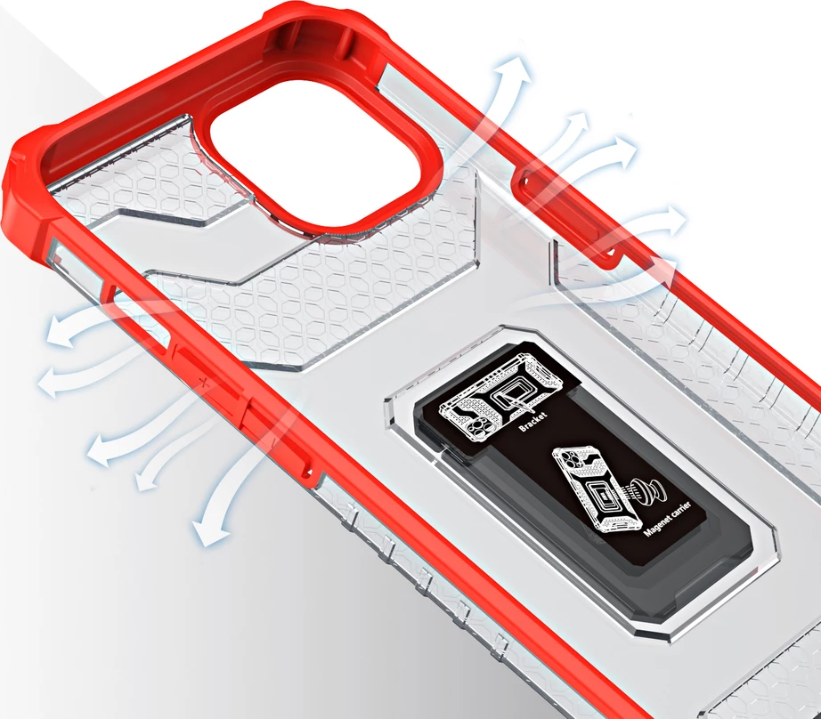 Mbështjellës Hurtel Crystal Ring Case për iPhone 13, me mbajtëse, Kuq