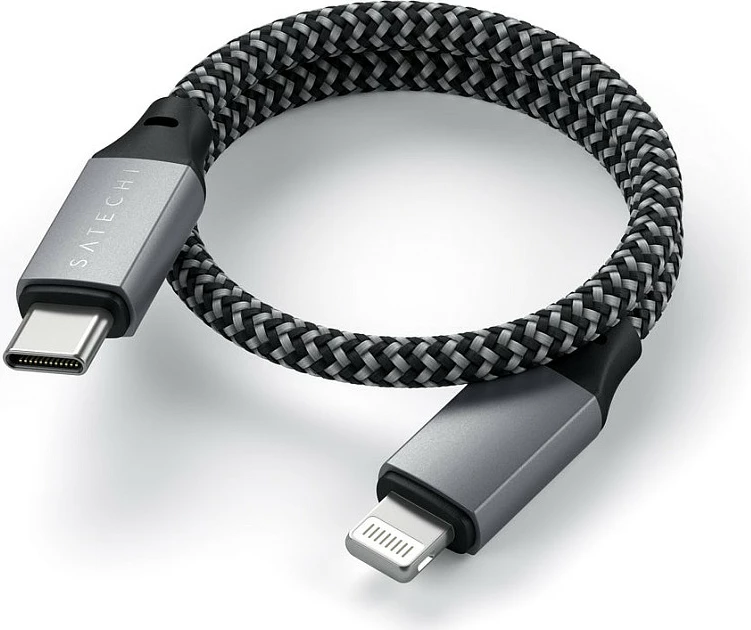 Kabl USB-C në Lightning Satechi, 0.25 m, antracit