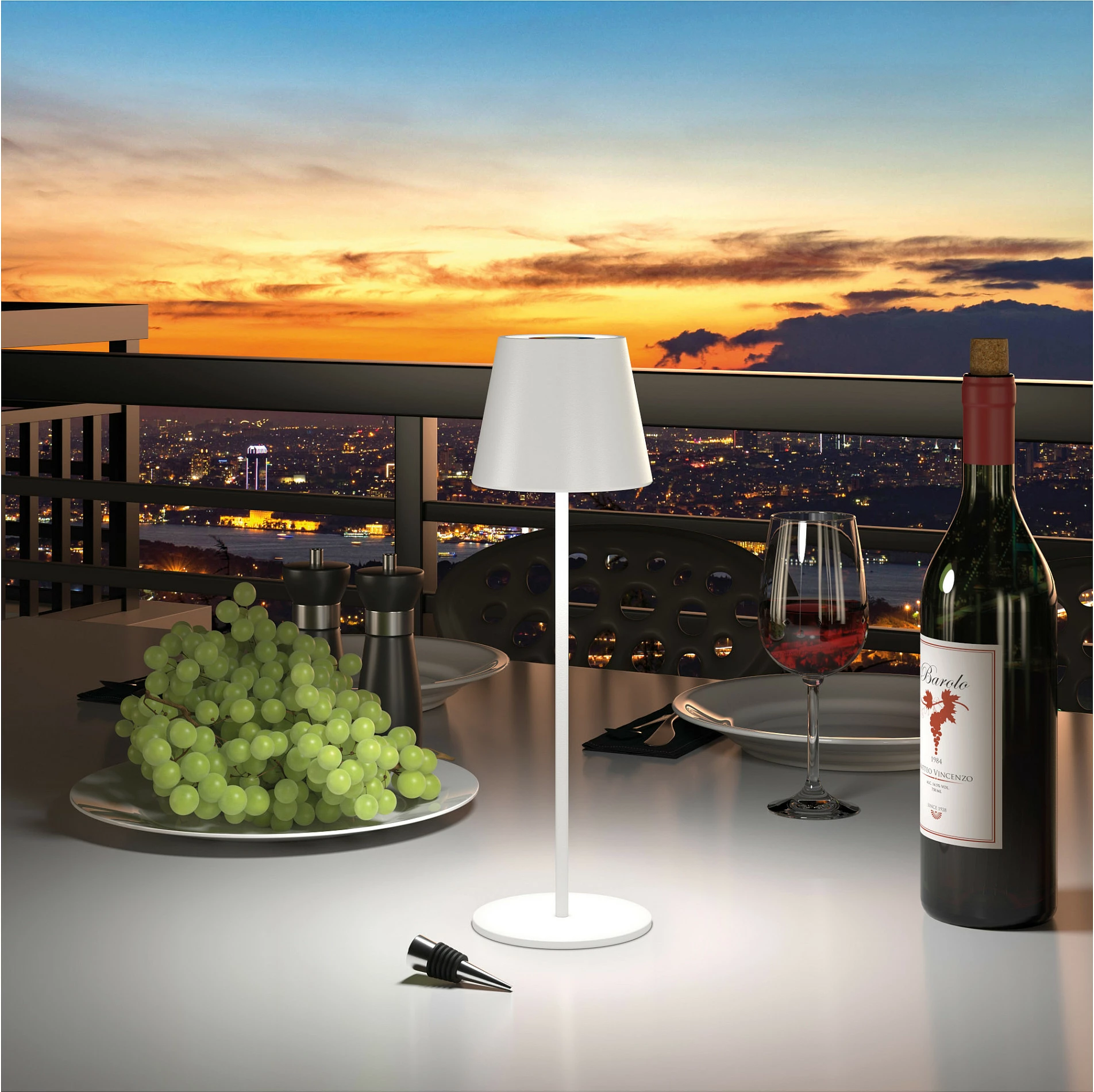 Llambë tavoline RealPower LED TableLight 360 RGB, 3W, 1800mAh, IP44, e bardhë