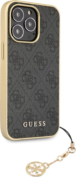 Mbështjellës Guess 4G Charms për iPhone 14 Pro Max, Gri me varëse