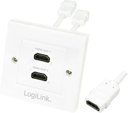 Panel HDMI LogiLink AH0015, 2x HDMI femër, High Speed, e bardhë